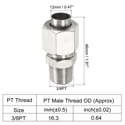 Harfington Compression Tube Fitting, Stainless Steel  Male Thread Straight Coupling Adapter Connector for Tube
