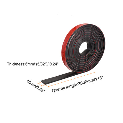 Harfington Uxcell Neoprene Sheets Rolls, Adhesive Back Solid Rubber Strips 1/4"Tx0.79"Wx39.37"L