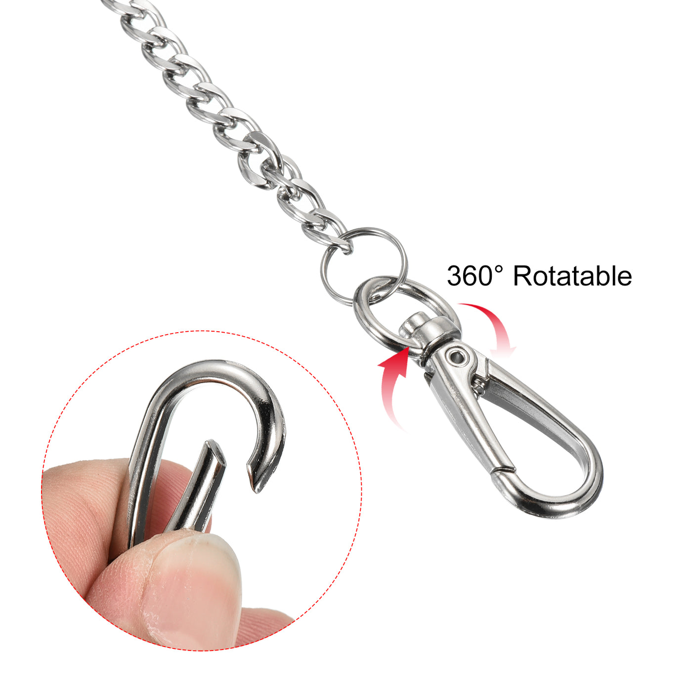 Harfington Flat Keychain with Keyring Clasp, 304 Stainless Steel Clip for Jeans Pants Belt Loop Pocket Wallet Purse Handbag