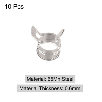 Harfington Uxcell Spring Hose Clamp, 10pcs 65Mn Steel 13mm Low Pressure Air Clip, Nickel Plated