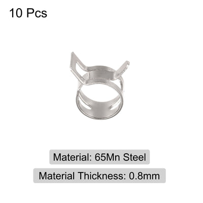 Harfington Uxcell Spring Hose Clamp, 10pcs 65Mn Steel 13mm Low Pressure Air Clip, Nickel Plated