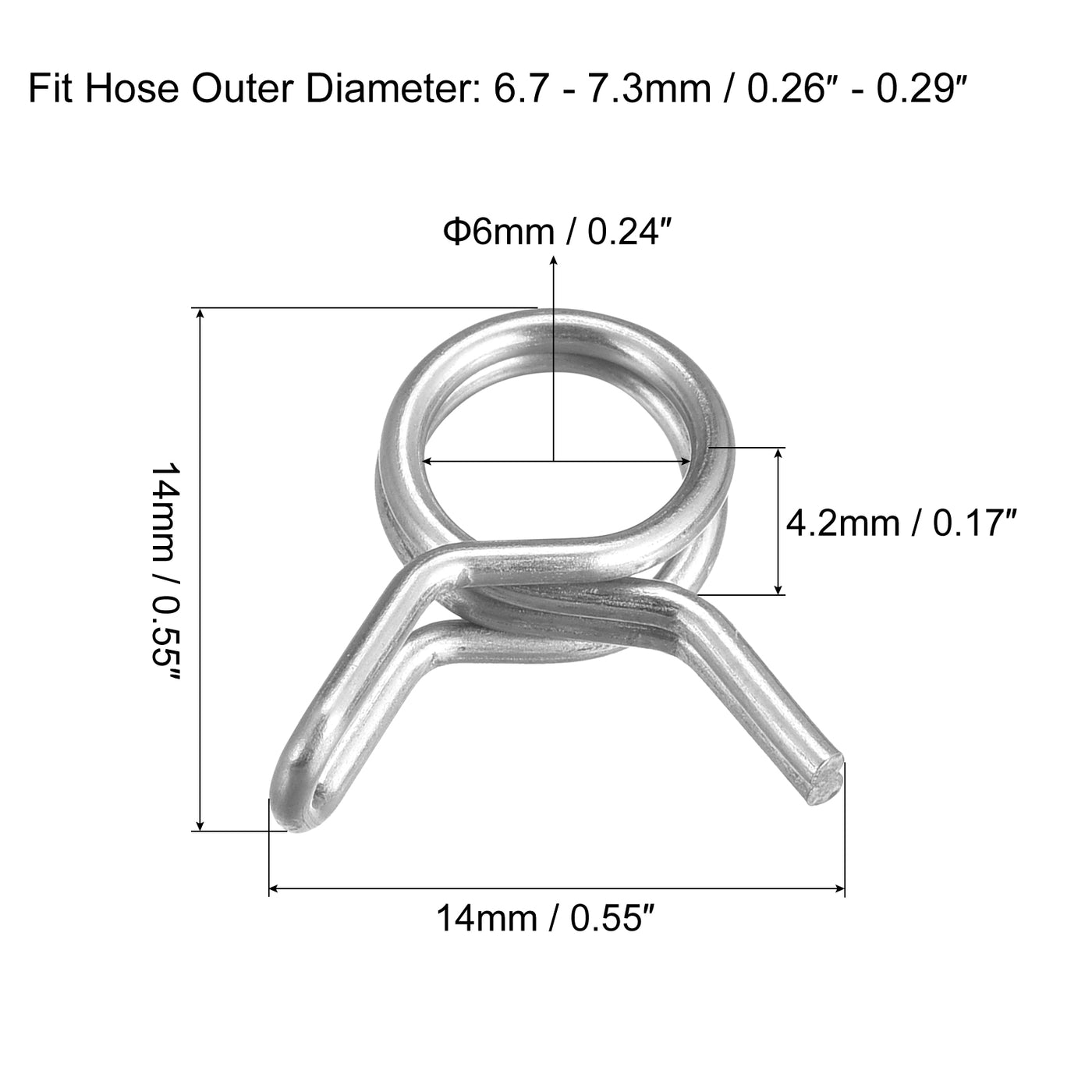 Double Wire Spring Hose Clamp, 304 Stainless Steel Inner Dia Fit OD ...