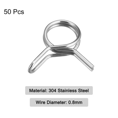 Harfington Uxcell Double Wire Spring Hose Clamp, 50pcs 304 Stainless Steel 13mm Spring Clips