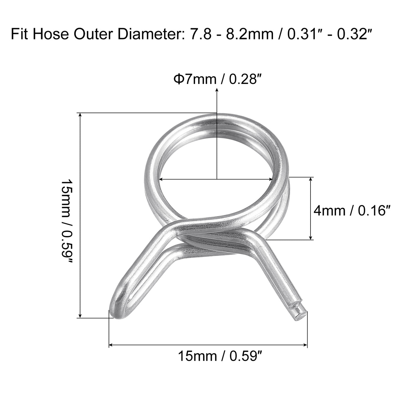 Double Wire Spring Hose Clamp 304 Stainless Steel Hose Fuel Line ...
