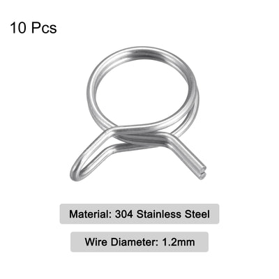 Harfington Uxcell Double Wire Spring Hose Clamp, 10pcs 304 Stainless Steel 13mm Spring Clips