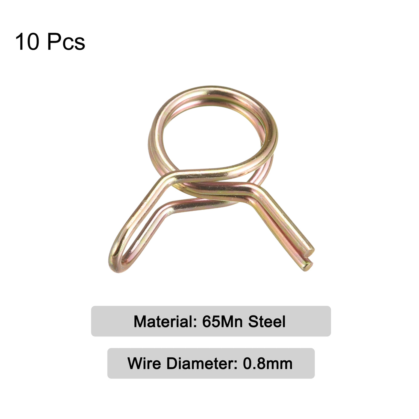 Uxcell Uxcell Double Wire Spring Hose Clamp, 10pcs 65Mn Steel 23mm Clips, Color Zinc Plated