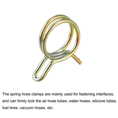 Harfington Uxcell Double Wire Spring Hose Clamp, 20pcs 65Mn Steel 23mm Clips, Color Zinc Plated