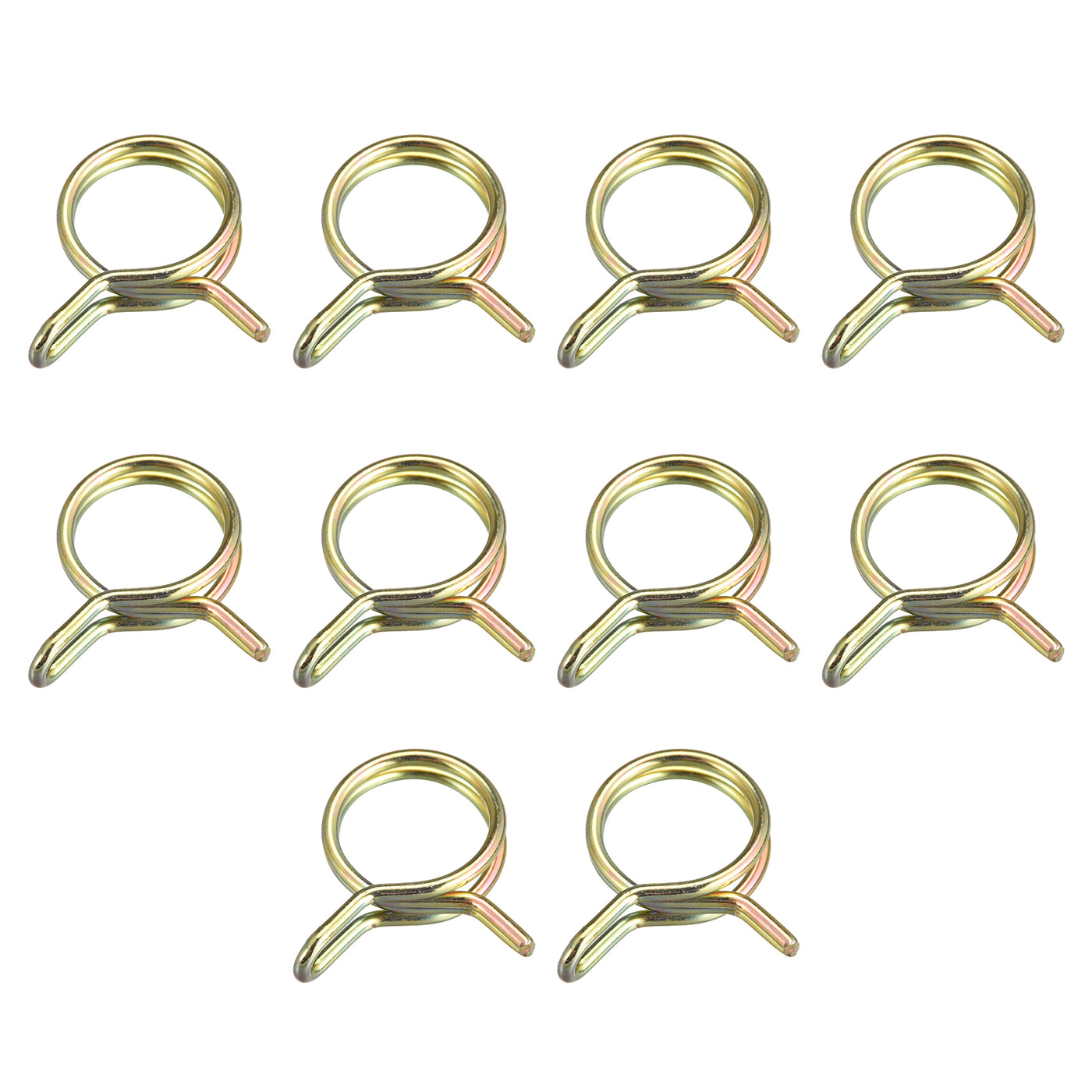 Uxcell Uxcell Double Wire Spring Hose Clamp, 20pcs 65Mn Steel 23mm Clips, Color Zinc Plated