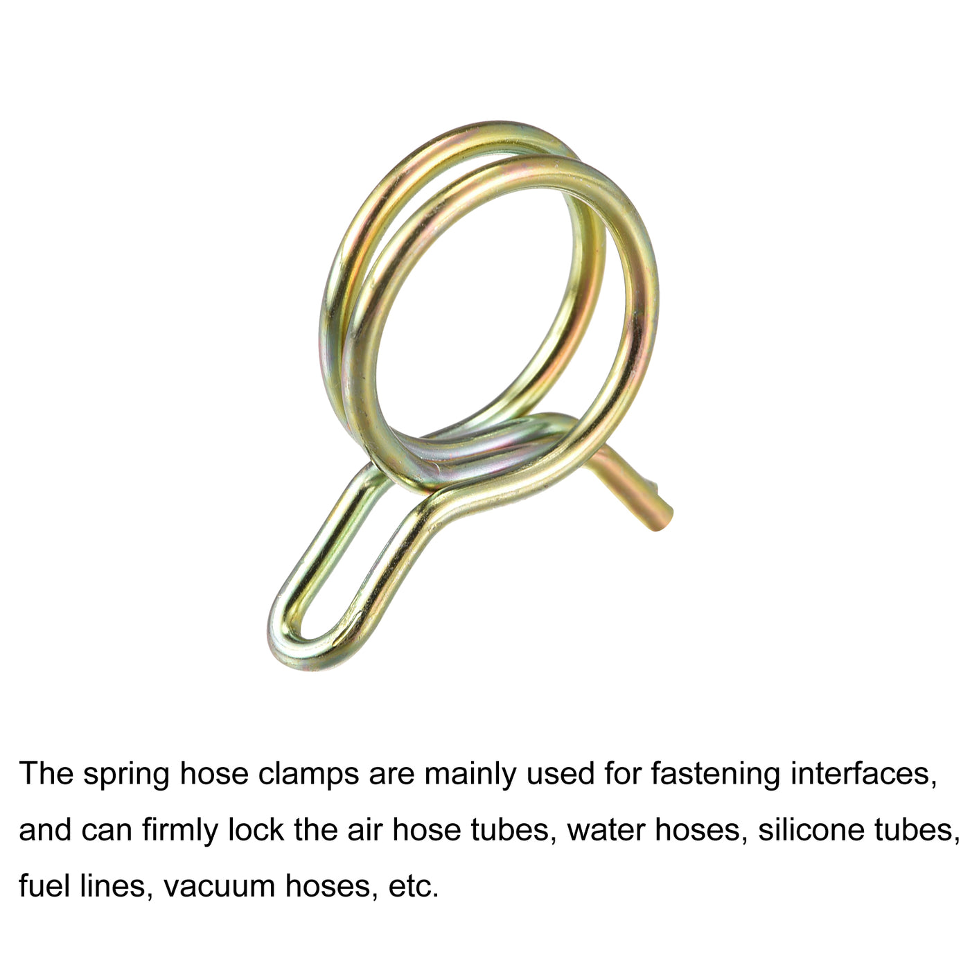 Uxcell Uxcell Double Wire Spring Hose Clamp, 50pcs 65Mn Steel 13mm Clips, Color Zinc Plated