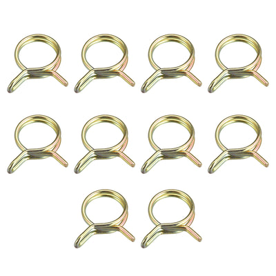 Harfington Uxcell Double Wire Spring Hose Clamp, 50pcs 65Mn Steel 13mm Clips, Color Zinc Plated