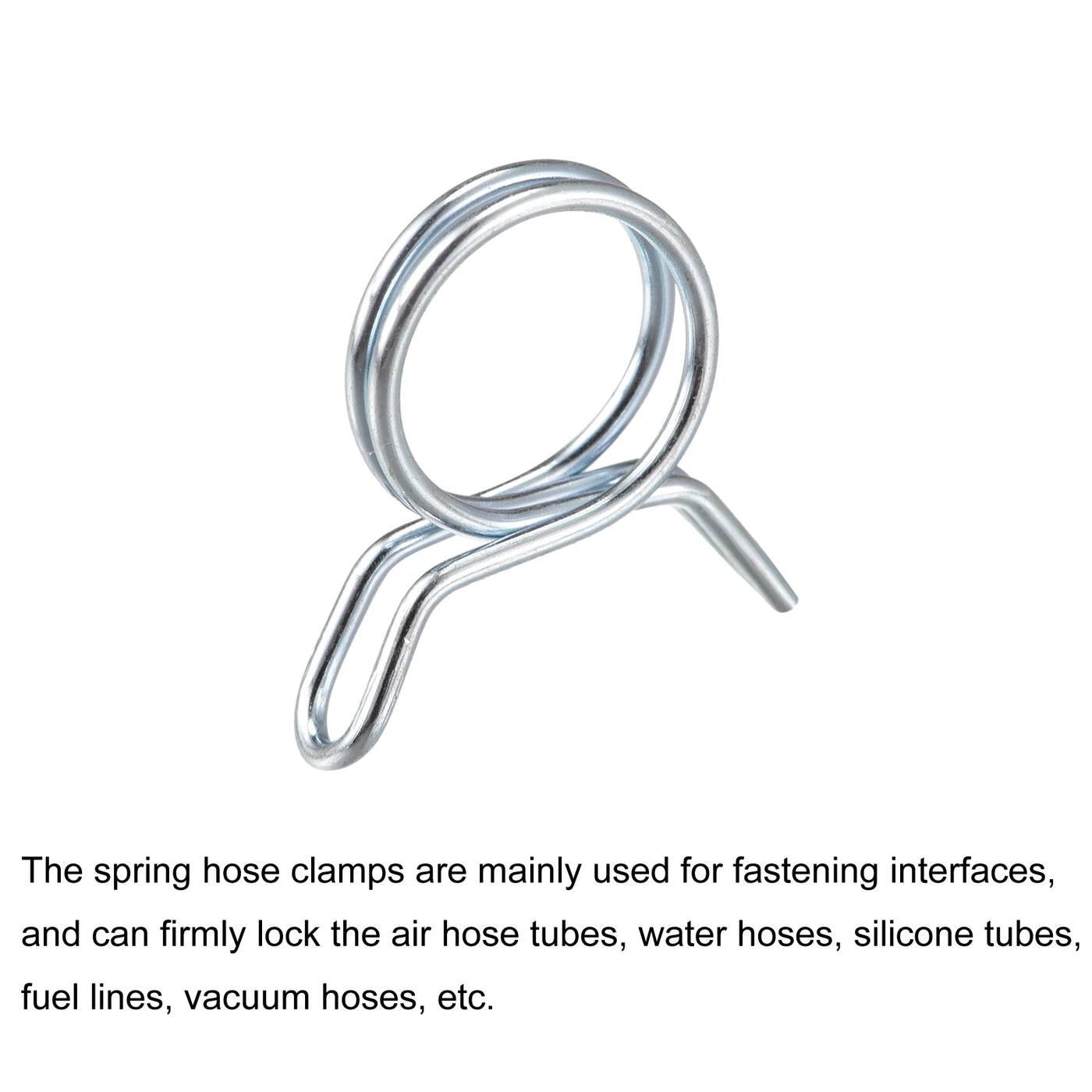 Uxcell Uxcell Double Wire Spring Hose Clamp, 20pcs 65Mn Steel 10mm Spring Clips, Silver Tone