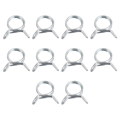 Harfington Uxcell Double Wire Spring Hose Clamp, 50pcs 65Mn Steel 11mm Spring Clips, Silver Tone