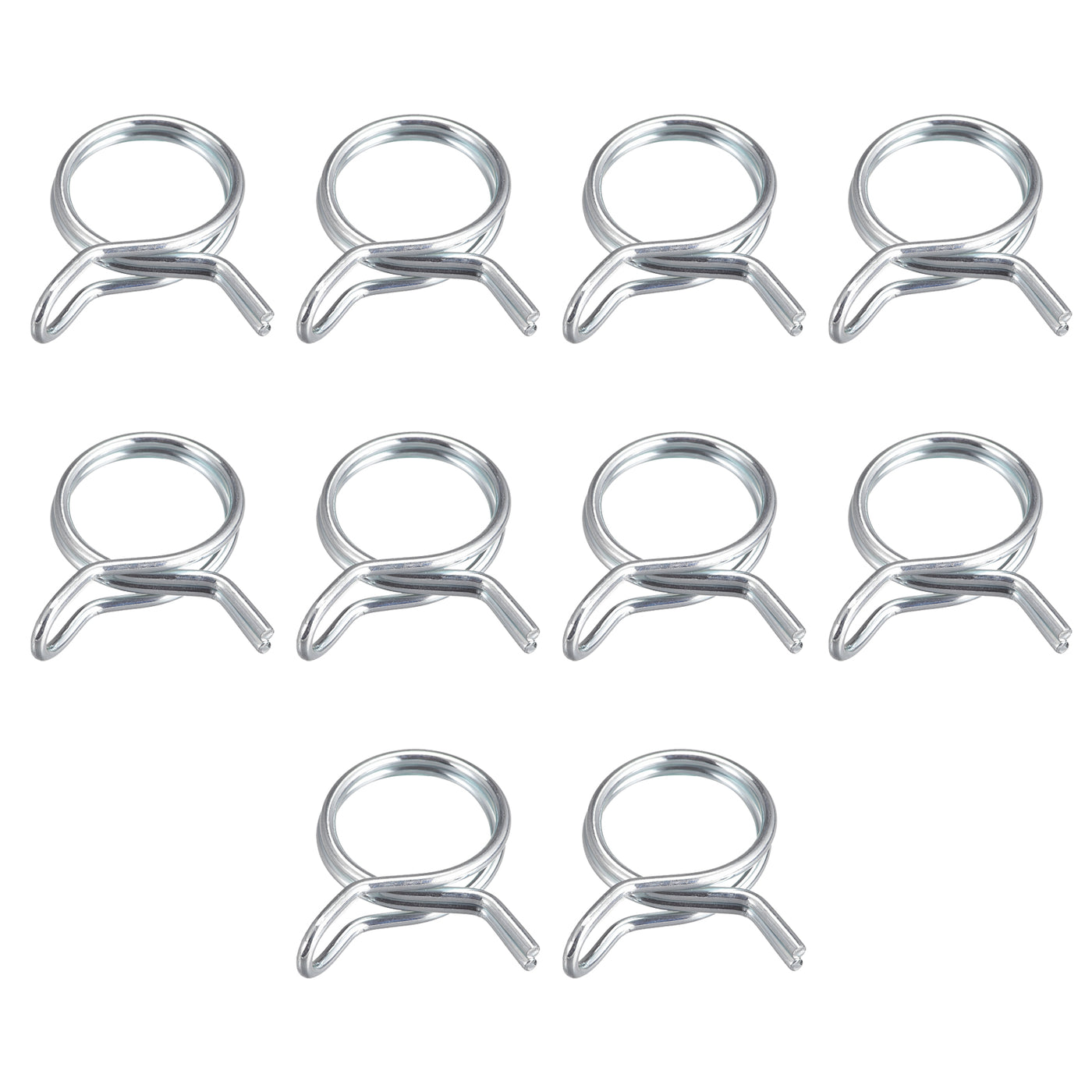 Uxcell Uxcell Double Wire Spring Hose Clamp, 10pcs 65Mn Steel 25mm Spring Clips, Silver Tone