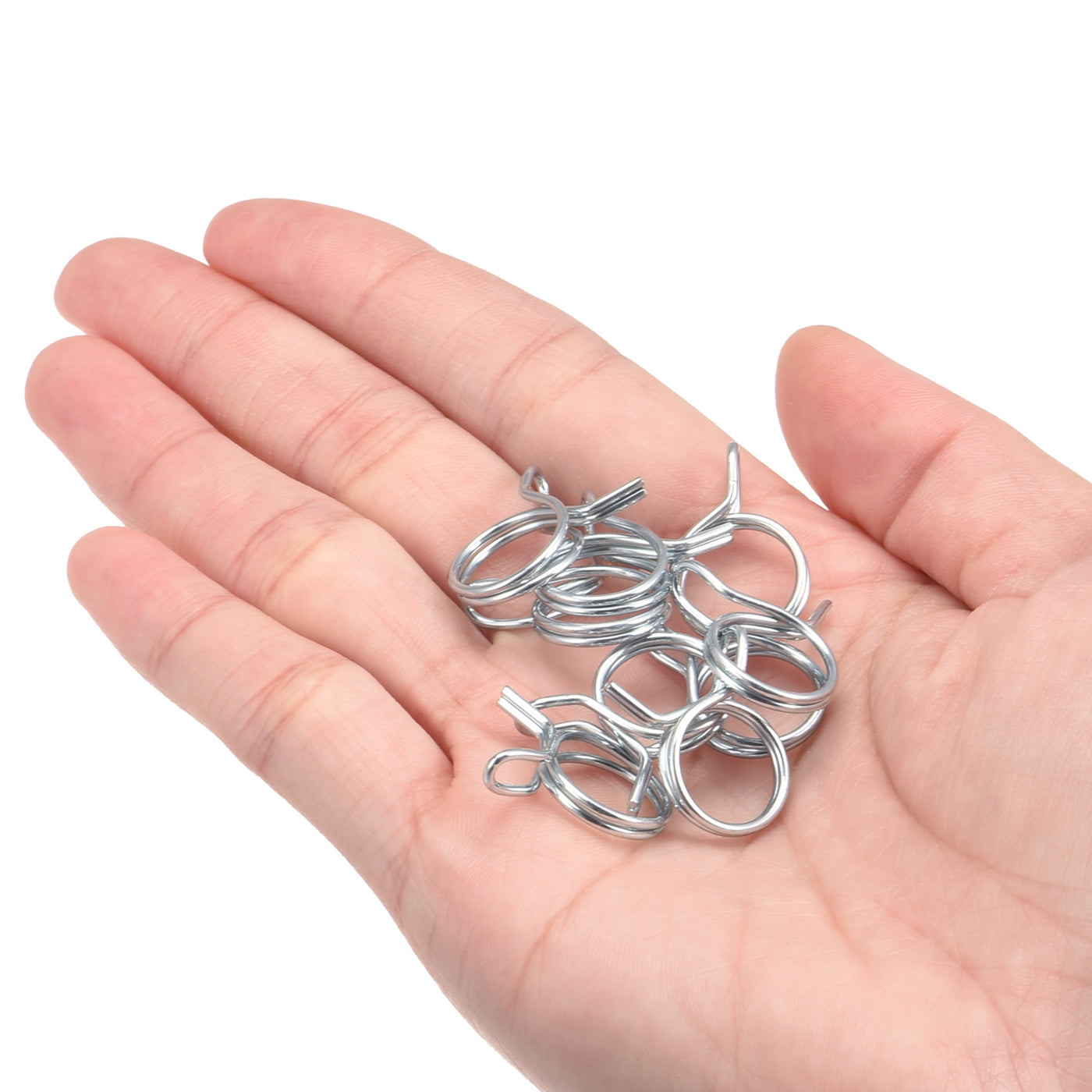 Uxcell Uxcell Double Wire Spring Hose Clamp, 50pcs 65Mn Steel 11mm Spring Clips, Silver Tone