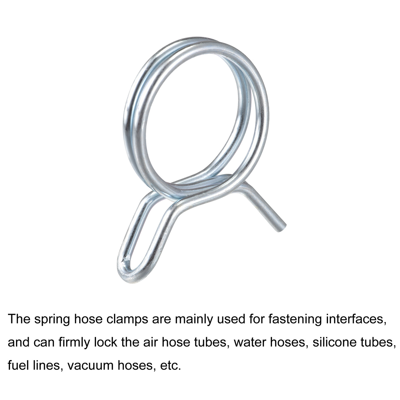 Double Wire Spring Hose Clamps, 65Mn Steel Hose Fuel Line Silicone Tube ...