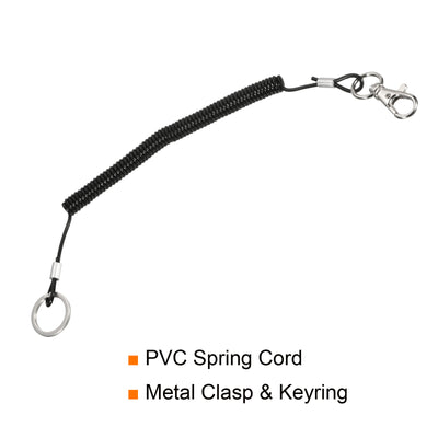 Harfington Retractable Coil Spring Keychain with Keyring Lobster Clasp Plastic Spiral Stretchy Cord Strap Snap Hook