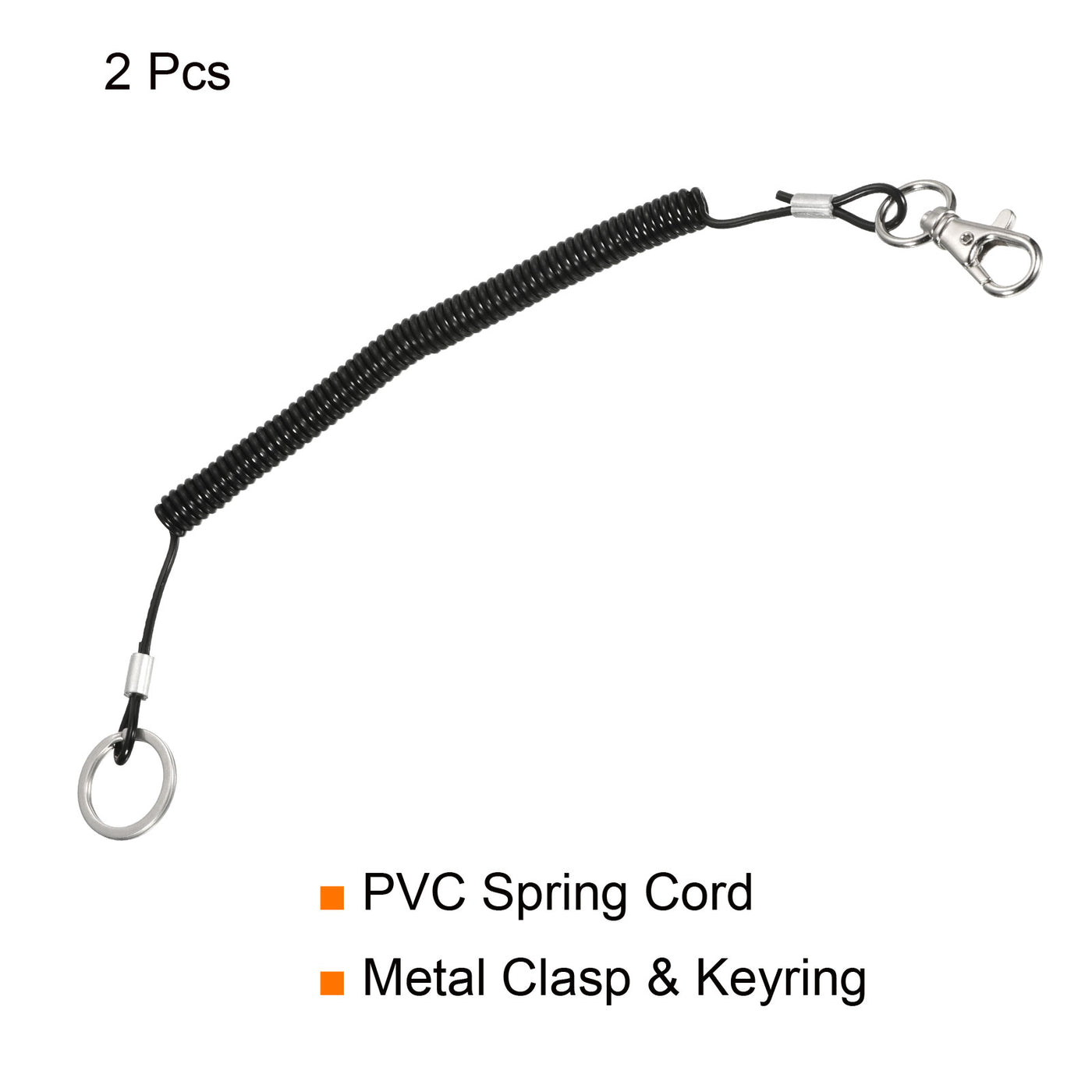 Harfington Retractable Coil Spring Keychain with Keyring Lobster Clasp Plastic Spiral Stretchy Cord Strap Snap Hook