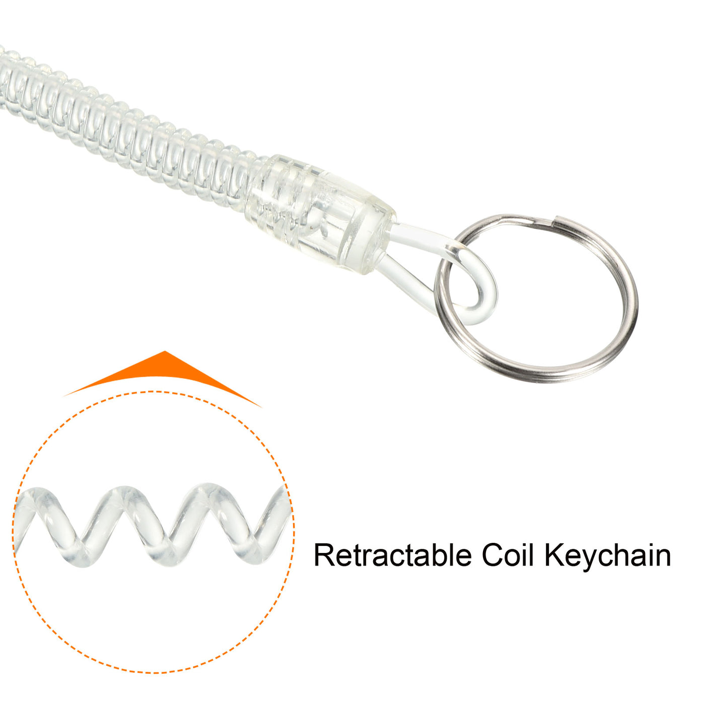 Harfington Retractable Spring Coil Strap with Keyring Plastic Spiral Stretchy Key Holder Lanyard Cord