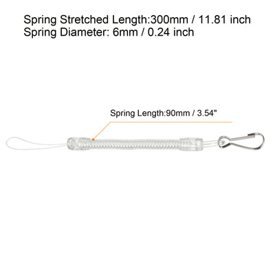 Harfington Retractable Spring Coil Strap with Clasp Plastic Spiral Stretchy Key Holder Lanyard Cord