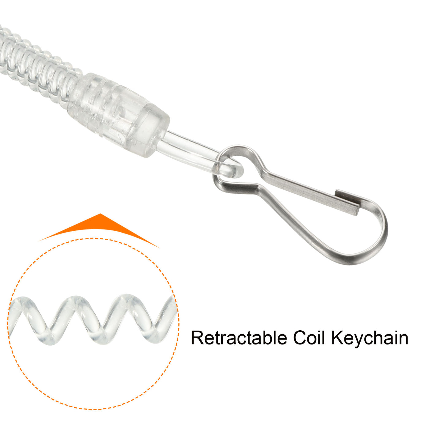 Harfington Retractable Spring Coil Strap with Clasp Plastic Spiral Stretchy Key Holder Lanyard Cord