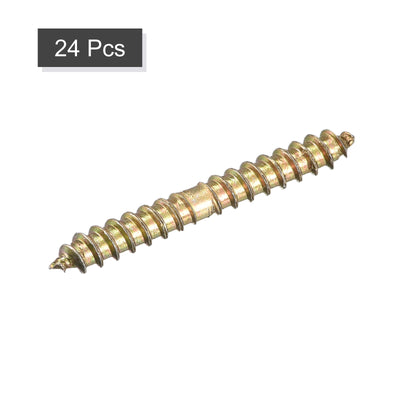 Harfington Uxcell 6x40mm Hanger Bolts, 24pcs Double Ended Thread Wood to Wood Dowel Screws