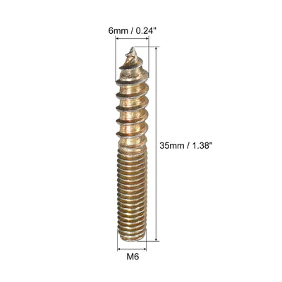 Harfington Uxcell Hanger Bolt Double-Ended Thread Dowel Screw for Wood Furniture Connecting