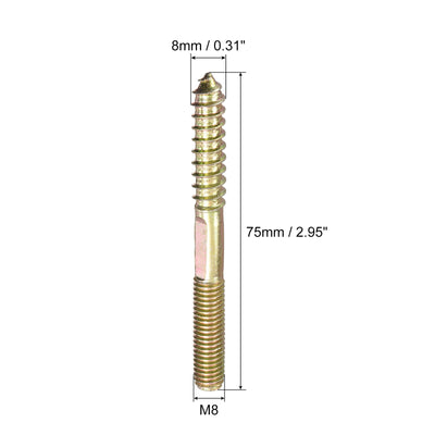 Harfington Uxcell Hanger Bolt Double Ended Dowel Screws for Wood Furniture Connecting