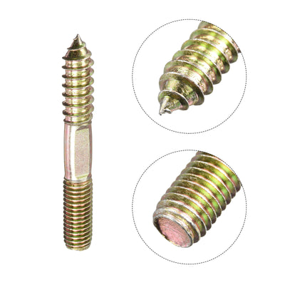 Harfington Uxcell Hanger Bolts Double Thread Dowel Screws for Wood Furniture Connecting