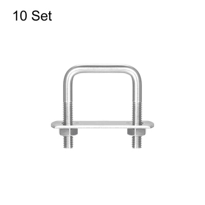 Harfington Uxcell Square U-Bolts, 10 Sets 32mm Inner Width 46mm Length M6 with Nuts and Plates