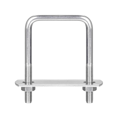 Harfington Uxcell Square U-Bolts, 3 Sets 72mm Inner Width 100mm Length M6 with Nuts and Plates