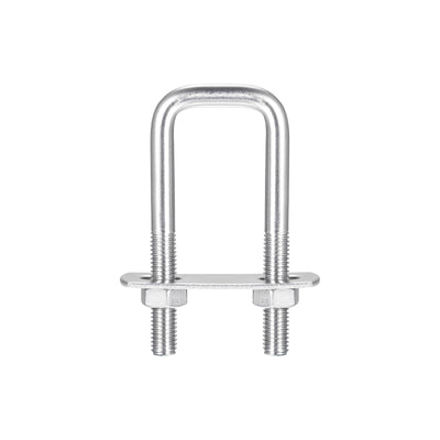 Harfington Uxcell Square U-Bolts, 3 Sets 72mm Inner Width 100mm Length M6 with Nuts and Plates