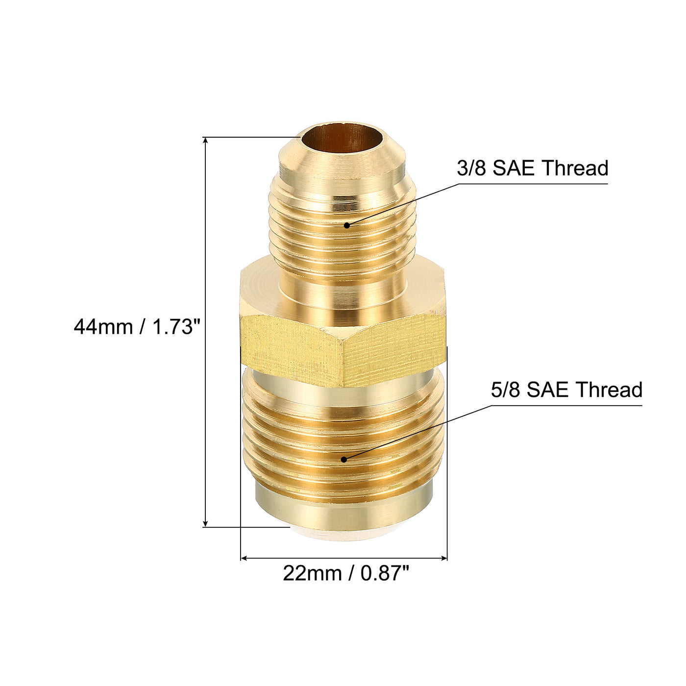 Harfington SAE Male x SAE Male Brass Tube Coupler, Pipe Fitting Thread Gas Adapter Flare Connector Union Coupling with PTFE Tape for Plumbing