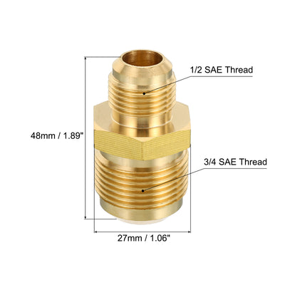 Harfington SAE Male x SAE Male Brass Tube Coupler, Pipe Fitting Thread Gas Adapter Flare Connector Union Coupling with PTFE Tape for Plumbing