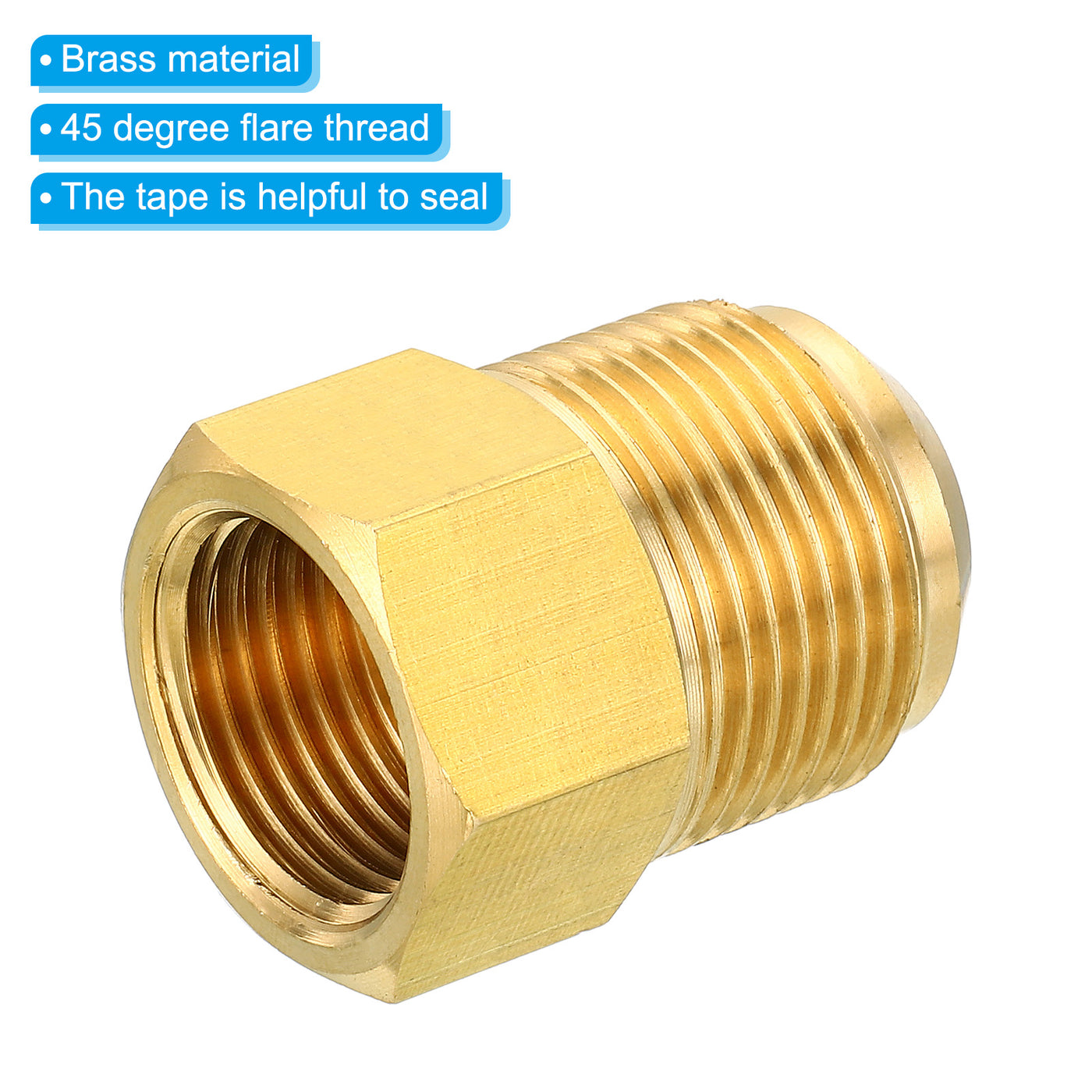 Harfington Male x Female Brass Flare Tube Fitting, Pipe Fitting Reducer Gas Adapter Hex Coupling with Tape for Plumbing