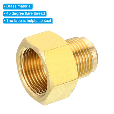 Harfington Male x Female Brass Flare Tube Fitting, Pipe Fitting Reducer Gas Adapter Hex Coupling with Tape for Plumbing