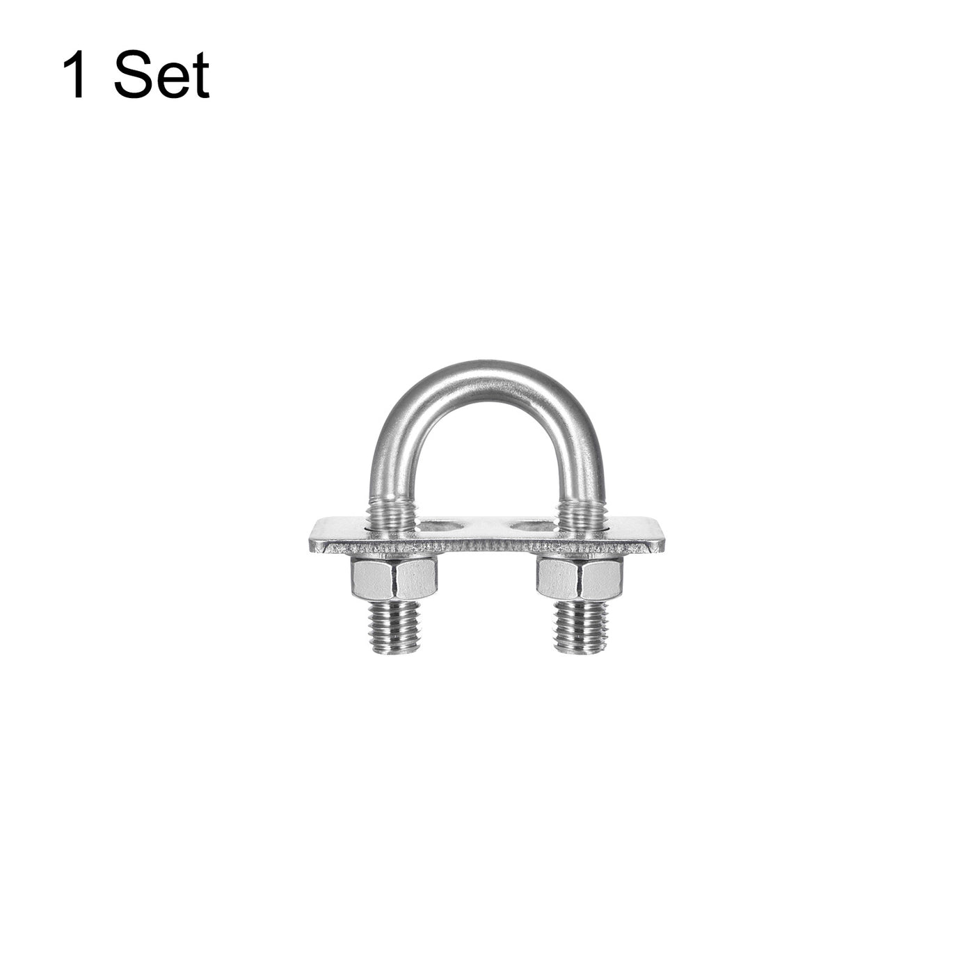 uxcell Uxcell Round U-Bolts, 304 Stainless Steel U Clamp Bolt with Nuts Washers and Plates for Boat Trailer