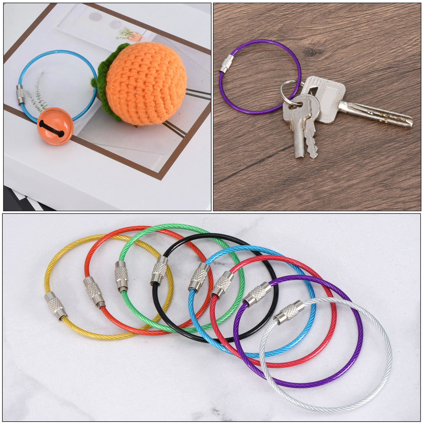 Harfington Wire Keychain Cable, Stainless Steel Key Ring Loop