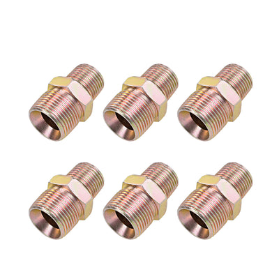 Uxcell Uxcell Reducing Pipe Fitting - Reducer Hex Nipple - 1/2 X 3/4 BSP Male Connector Zinc Finish Plating 6Pcs
