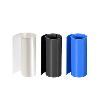 Harfington Uxcell PVC Heat Shrink Tube 155mm Flat Width Wrap for Dual Layer 1 Meter Clear