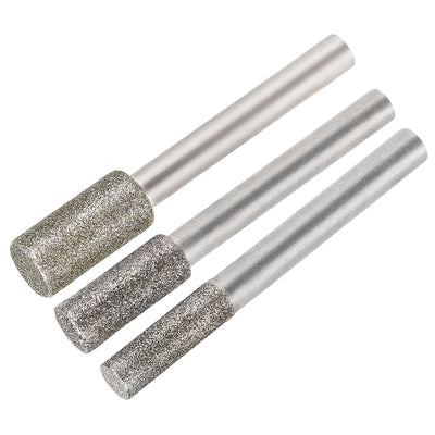 Harfington Uxcell Diamond Burrs Bits Grinding Drill Carving Rotary Tool for Glass Stone Ceramic 120 Grit 1/4" Shank 8mm Cylinder 5 Pcs