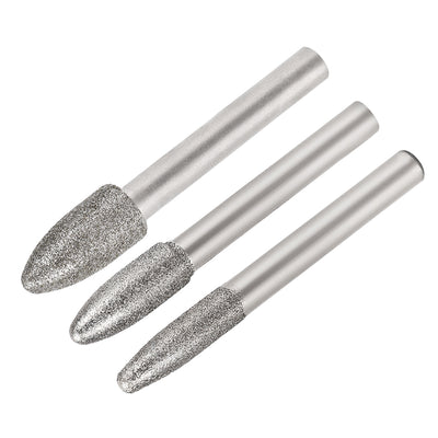 Uxcell Uxcell Diamond Burrs Grinding Drill Bits for Carving Rotary Tool 1/4-Inch Shank 8mm Tapered 150 Grit 5 Pcs