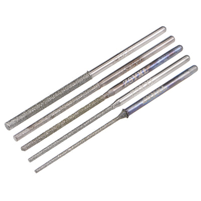 Uxcell Uxcell Mini Diamond Burrs Grinding Drill Bits for Rotary Tool 2.35mm Shank 2.6mm Cylindrical Ball Nose 5 Pcs