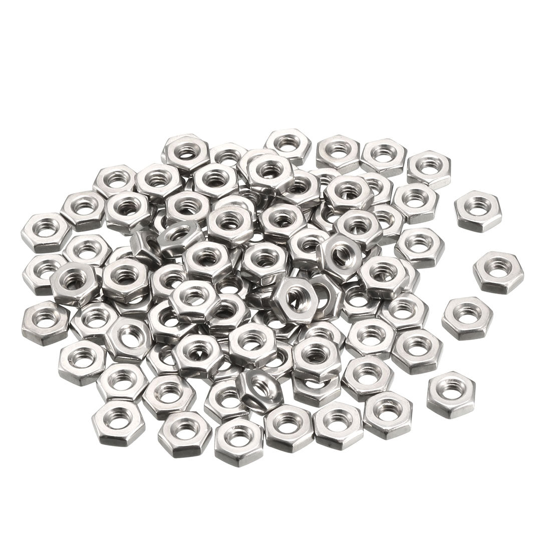 uxcell Uxcell 2 4 6 8- 304 Stainless Steel Hexagon Hex Nut Silver Tone 100pcs