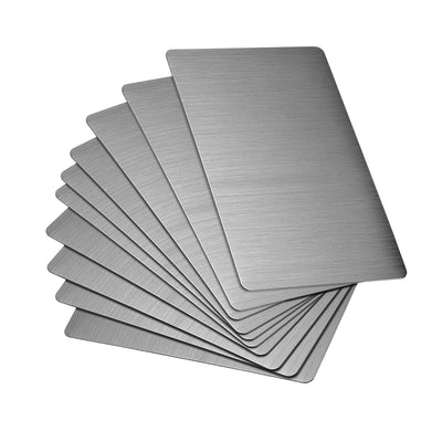 Uxcell Uxcell Blank Metal Business Card 80x40x0.4mm Brushed 201 Stainless Steel Plate for DIY Laser Printing Silver Tone 20 Pcs