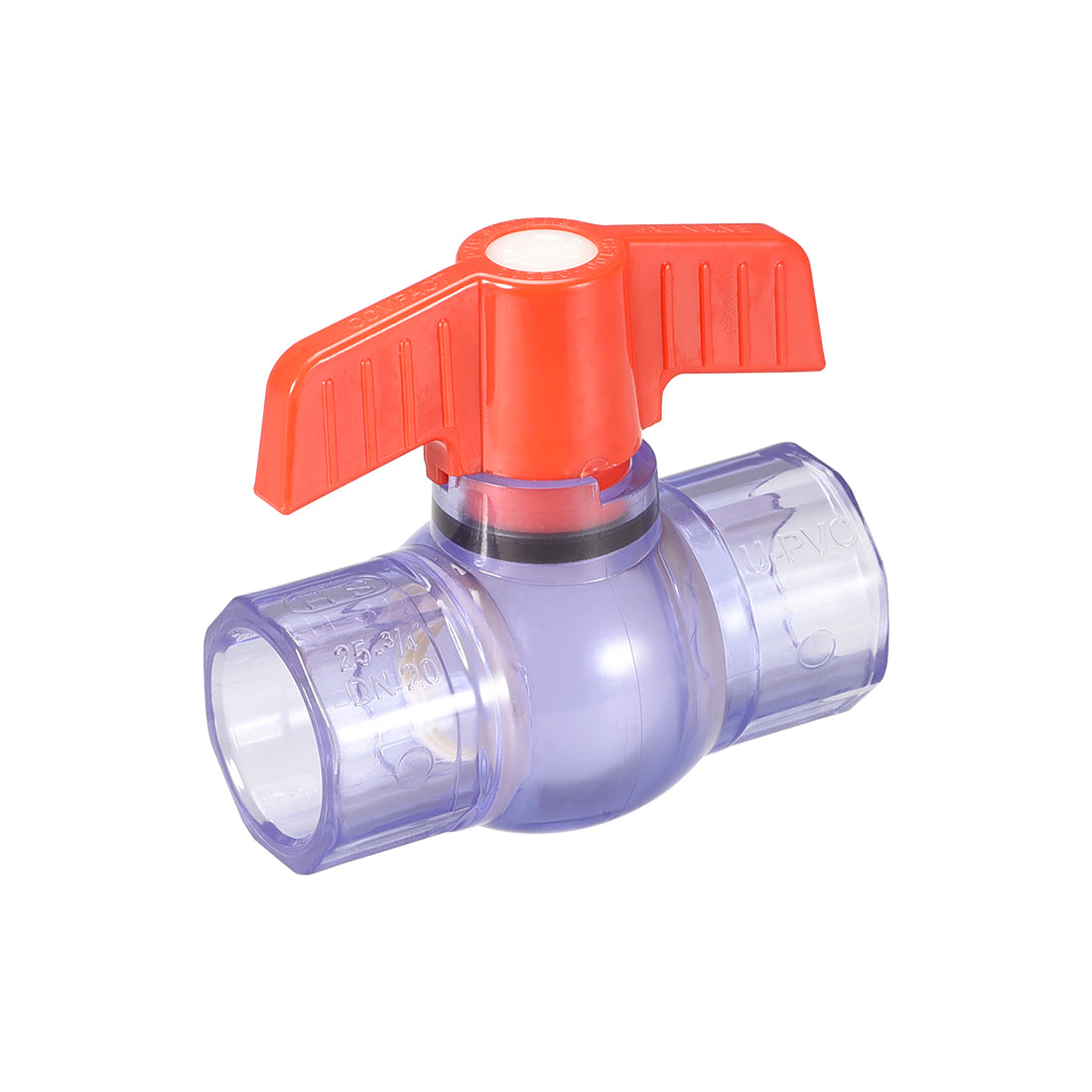 Uxcell Uxcell Ball Valve, 32mm Inner Diameter DN25, Socket Type, for Control Water Flow, PVC Clear Blue