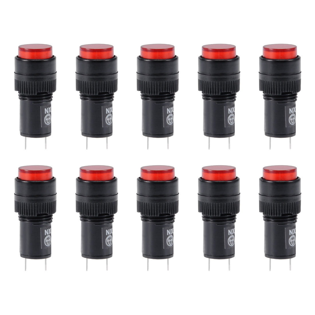 Uxcell Uxcell Indicator Lights DC 24V, NXD-215 Red Neon Bulb, Flush Panel Mount 5/16" 8mm, 10Pcs