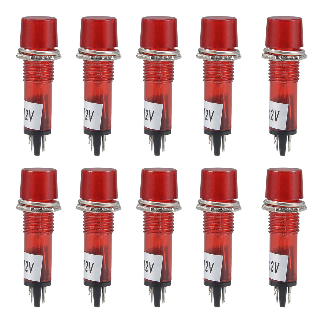uxcell Uxcell Signal Indicator Dash Light DC 12V, LED Bulbs Red, Panel Mount 10Pcs