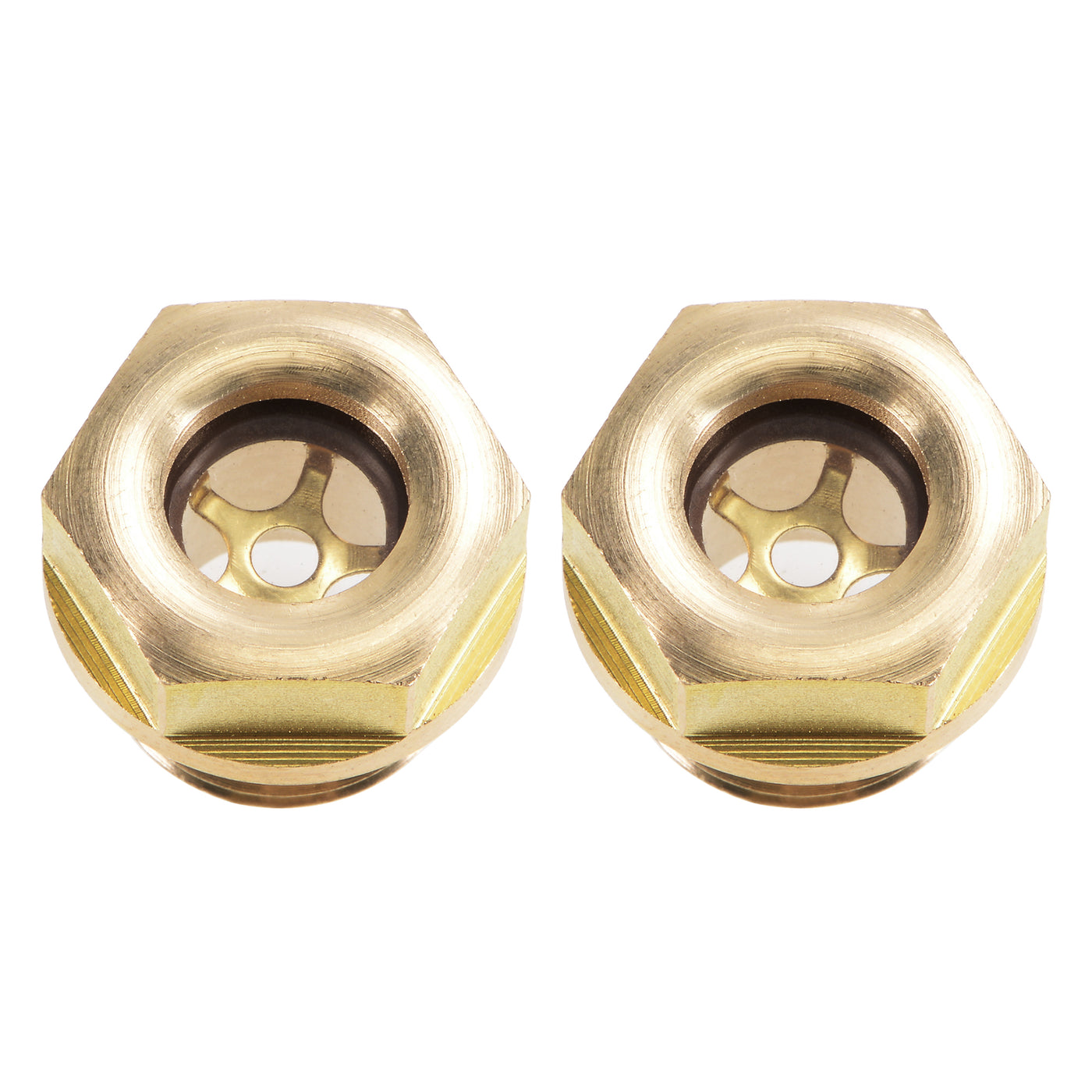 Uxcell Uxcell Oil Liquid Level Gauge Sight Glass G3/4 Male Threaded Brass Air Compressor Fittings with O-Ring, Yellow 2Pcs