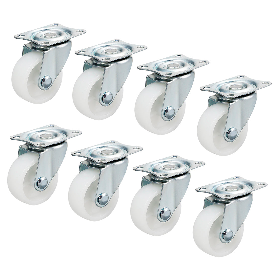 Uxcell Uxcell 8Pcs 1.5 Inch Swivel Casters Wheels PP Plastic Wheel Top Plate Mounted 44lb Load Capacity White