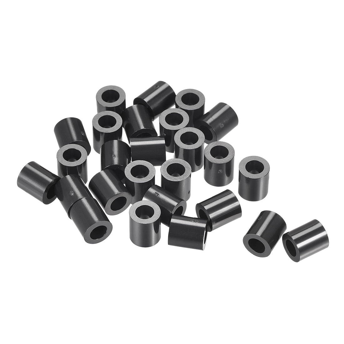 Uxcell Uxcell ABS Round Spacer Washer ID 4.2mm OD 7mm L 9mm for M4 Screws, Black, 100Pcs